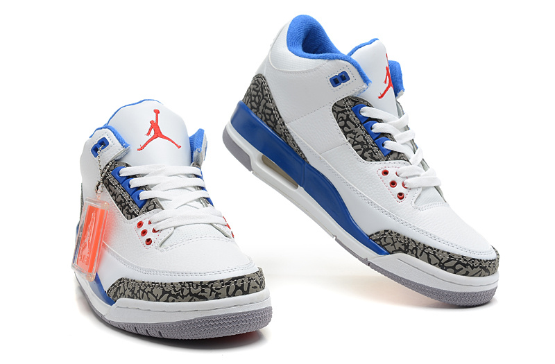 Air Jordan 3 Men Shoes Blue/White/Black Online
